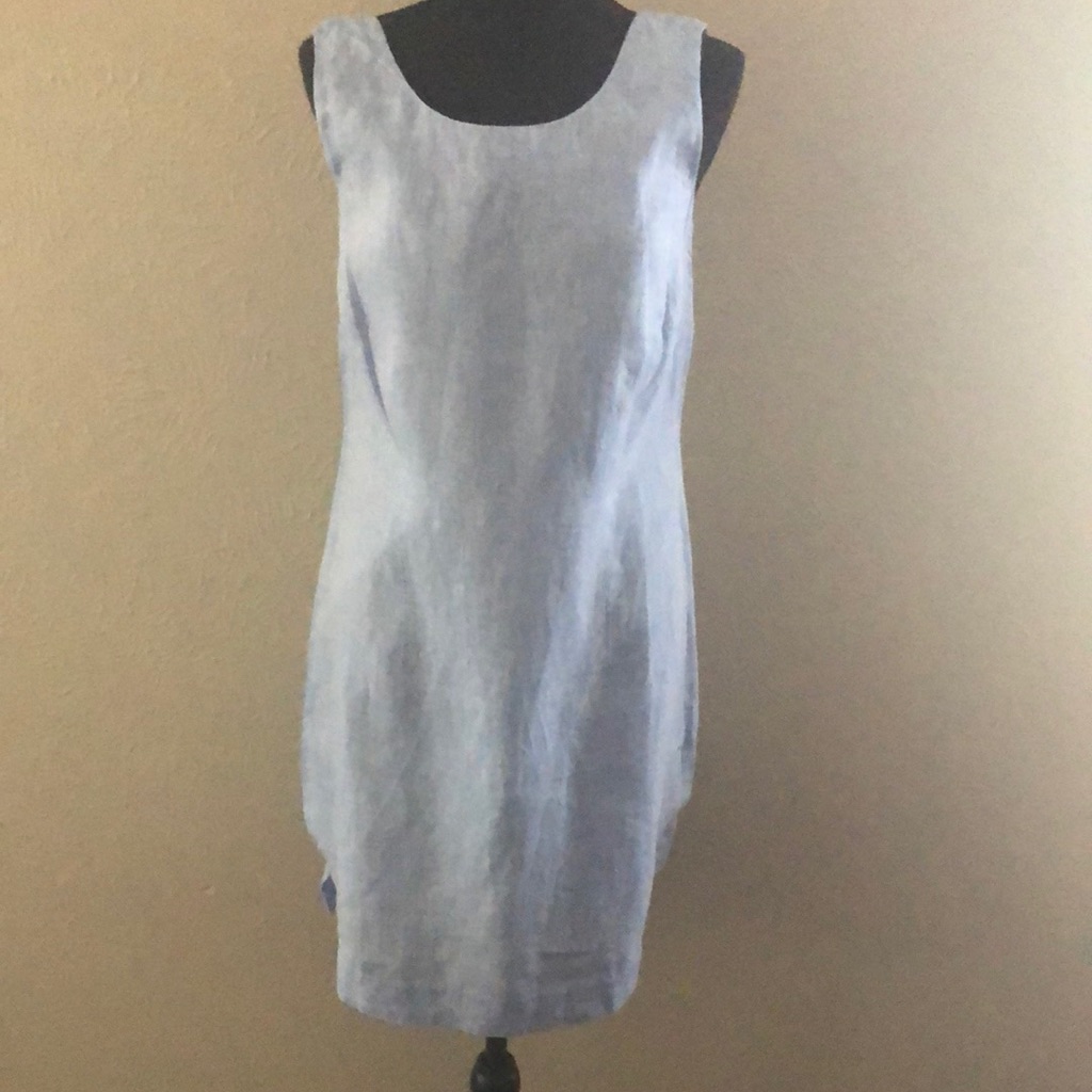 Blue/Gray Sleeveless Scoop Neck Sheath Dress